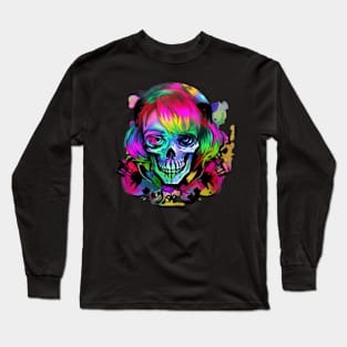 colorful skull and crossbones Long Sleeve T-Shirt